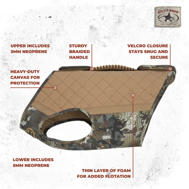 Rig Em Right Rig'Em Right Waterfowl Bloodline Elite Dog Vest for Duck Hunting with Ultra Comfortable 3mm Neoprene 3-Layer Construction, Flotation Foam, Heavy-Duty Canvas, and More (Optifade Timber, M) - Image 2